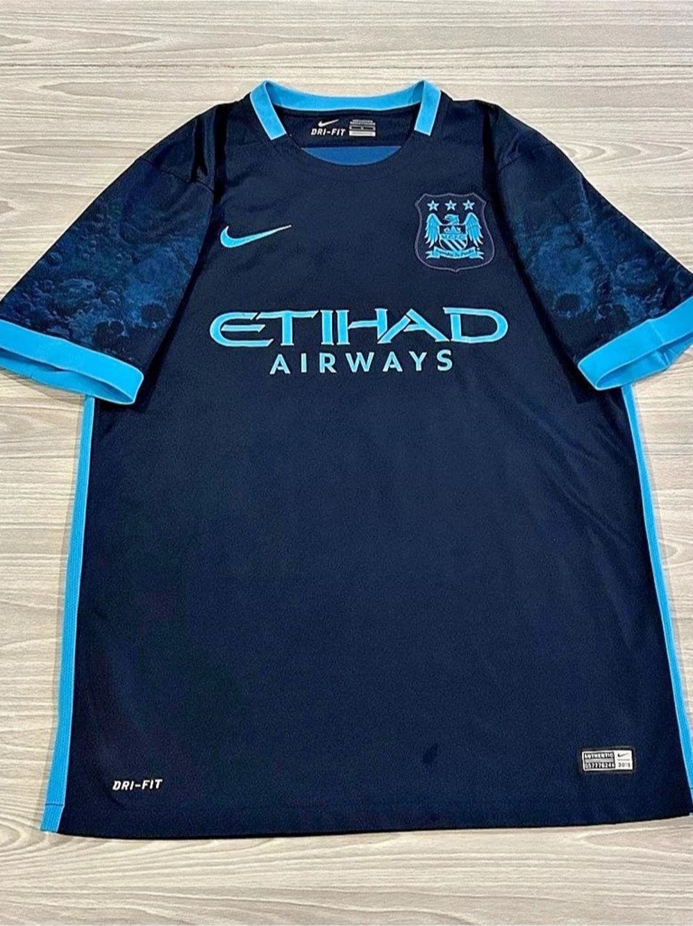 Nike 2015/16 Manchester City Away Football Soccer Jersey Blue Men’s Size Medium
